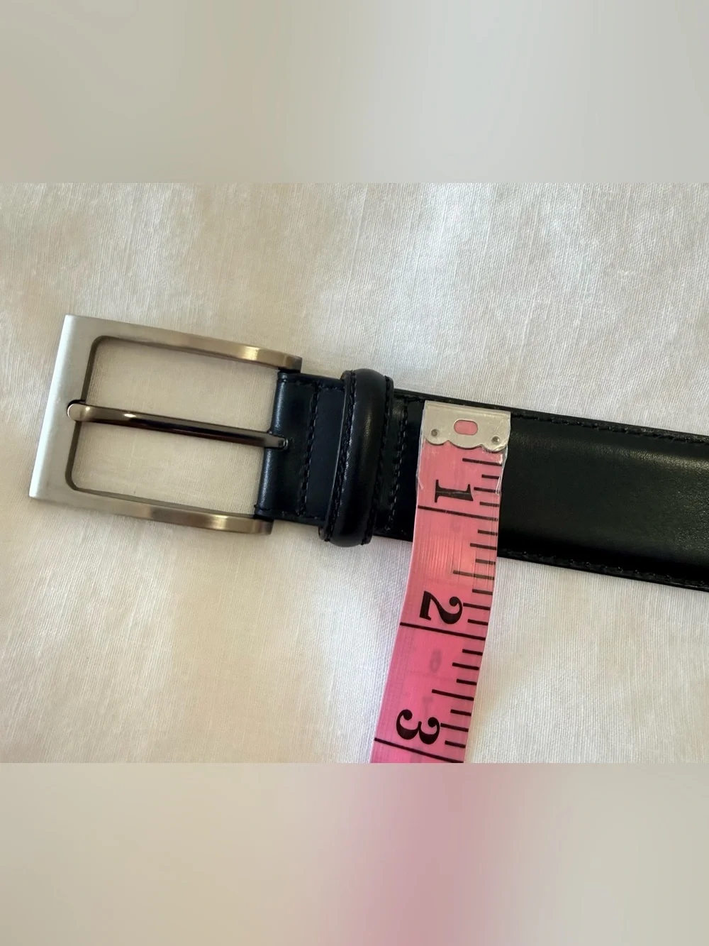 Magnanni | Mens 36 | Black Leather Belt Silver Tone Buckle | Business Preppy
